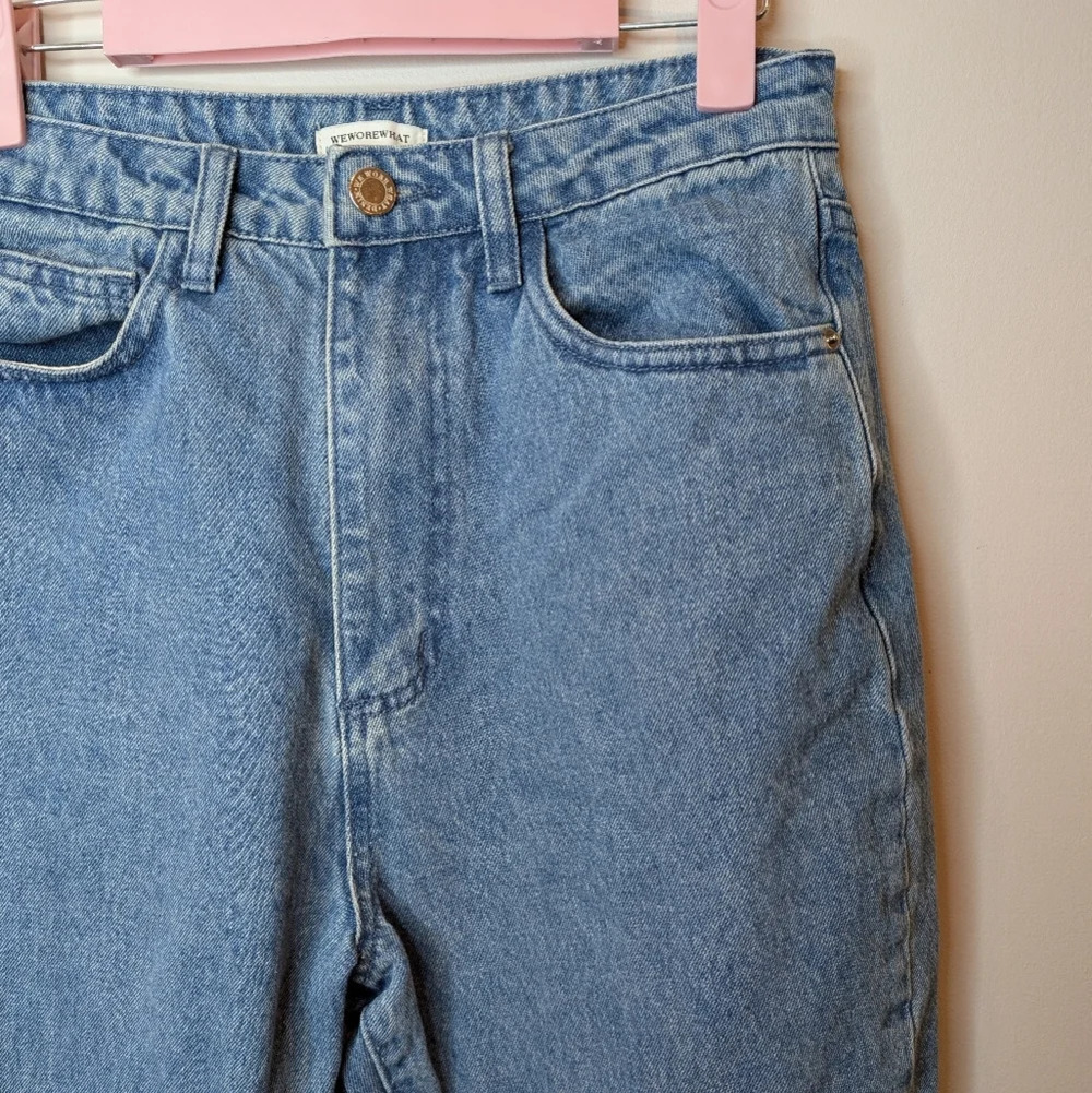 WEWOREWHAT Medium Wash Straight Leg  High Rise Denim Pants Women 27 - Picture 3 of 10